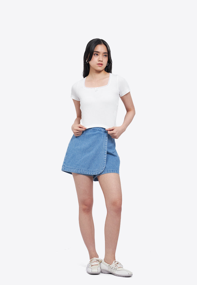 Laced Square Neck Crop Top