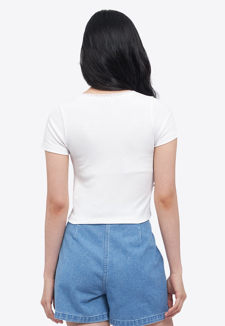 Laced Square Neck Crop Top