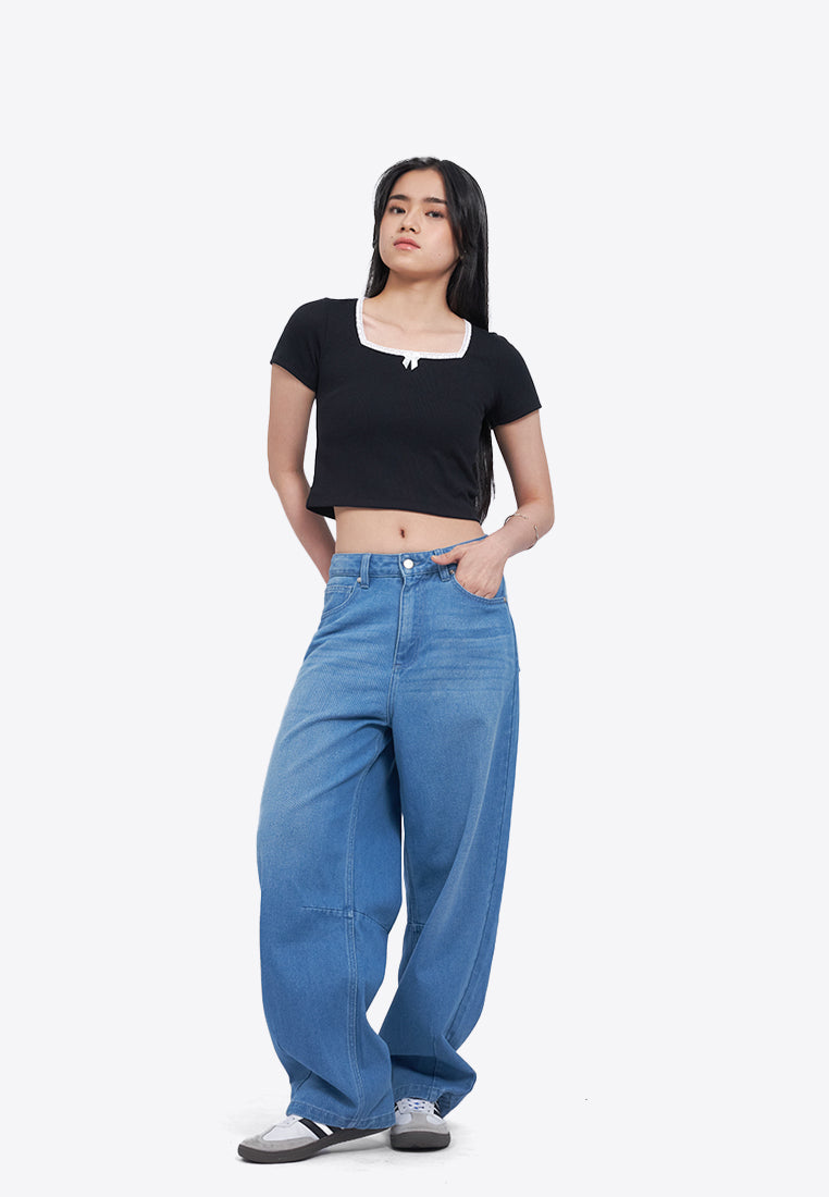 Laced Square Neck Crop Top