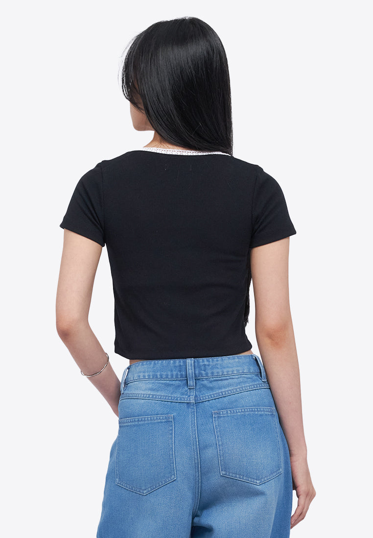 Laced Square Neck Crop Top