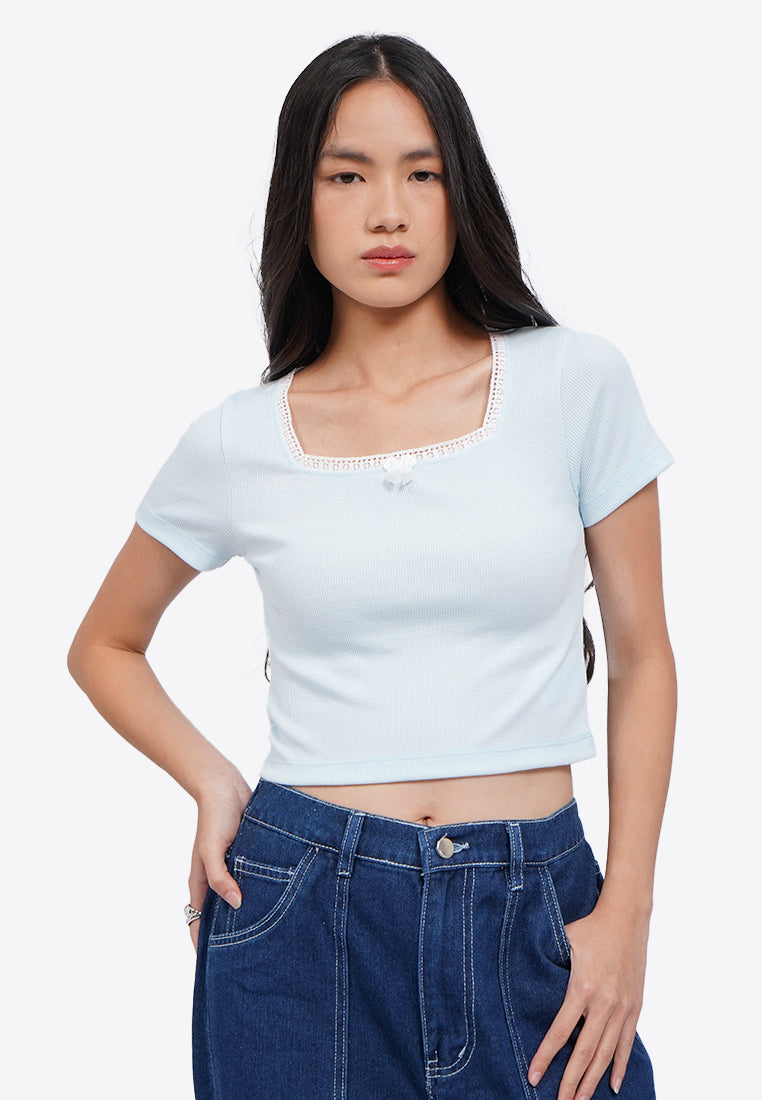 Laced Square Neck Crop Top