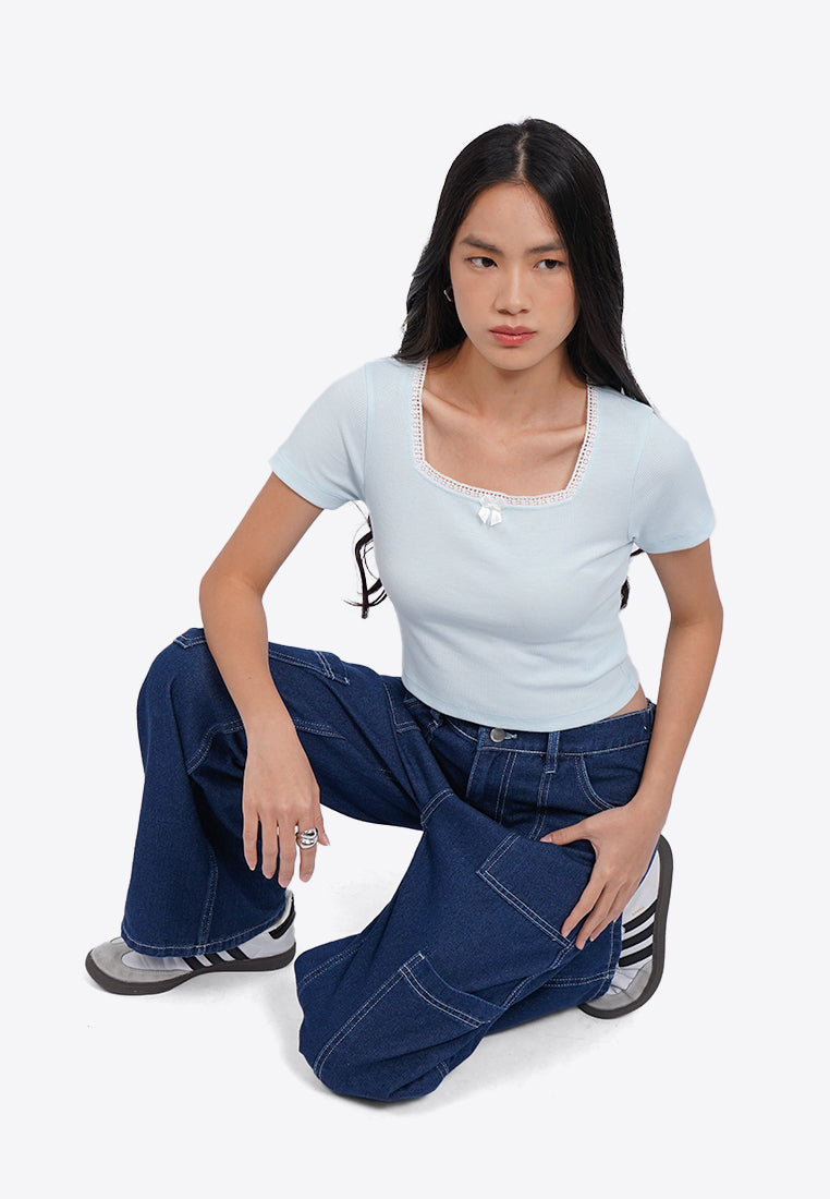 Laced Square Neck Crop Top