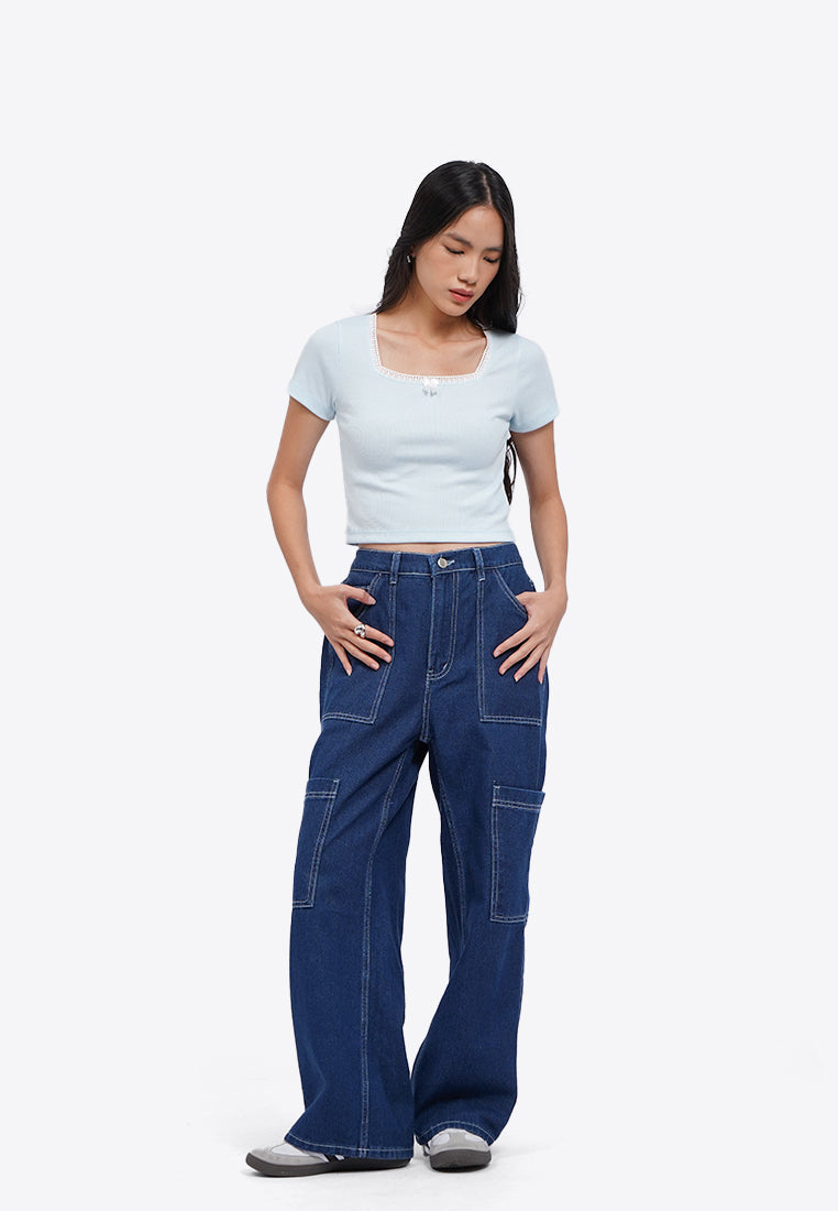 Laced Square Neck Crop Top