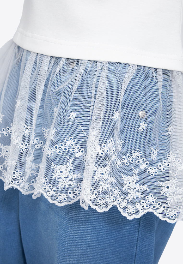 Short Sleeve Top with Lace Details