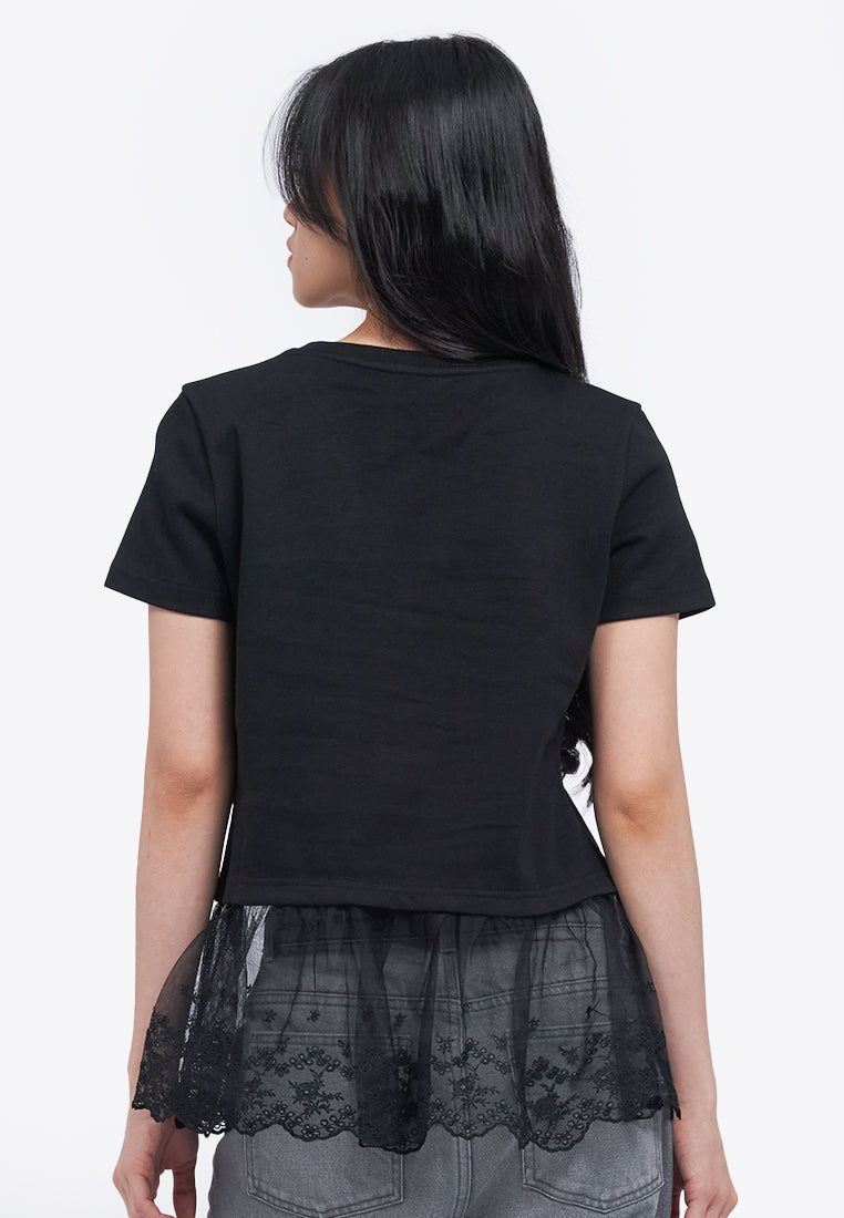Short Sleeve Top with Lace Details