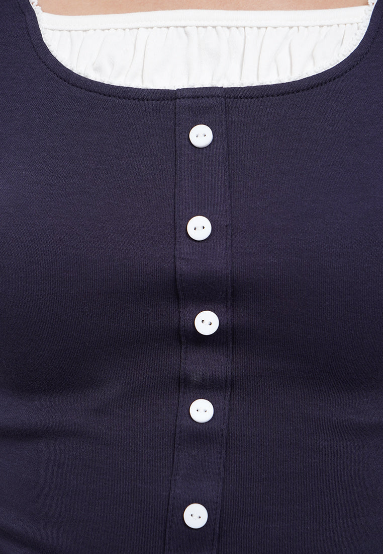 Square Neck Top with Lace Details