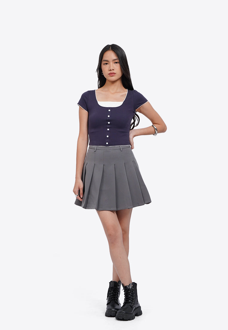 Square Neck Top with Lace Details