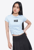 Front Ruched Graphic T-Shirt