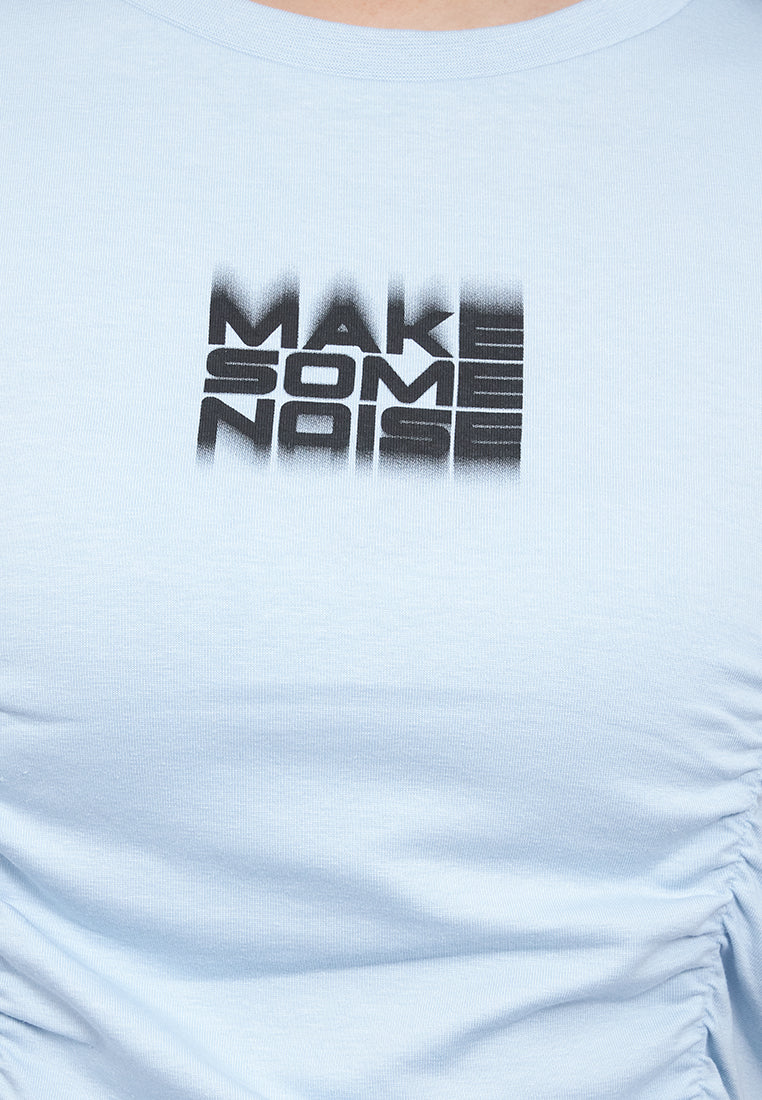 Front Ruched Graphic T-Shirt
