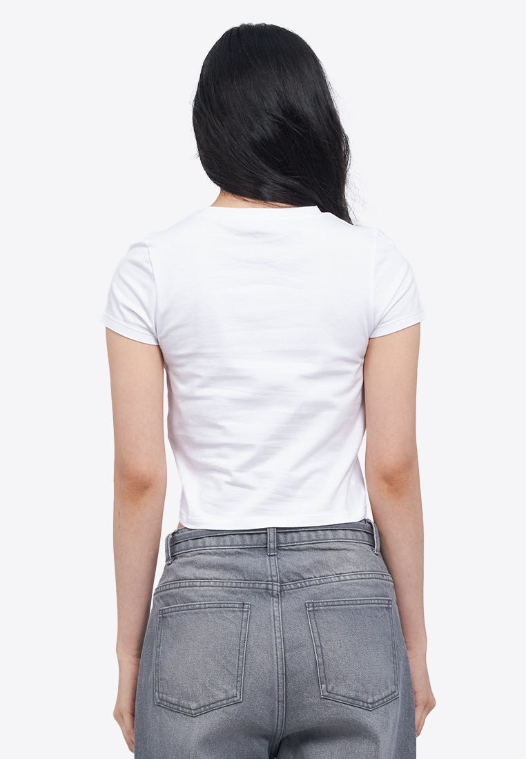 Front Ruched Graphic T-Shirt