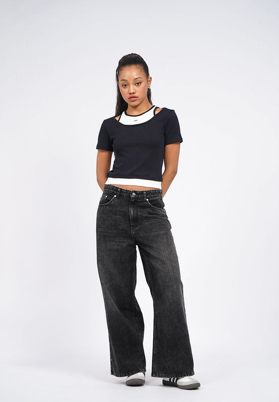 Short Sleeve Double Layer Top