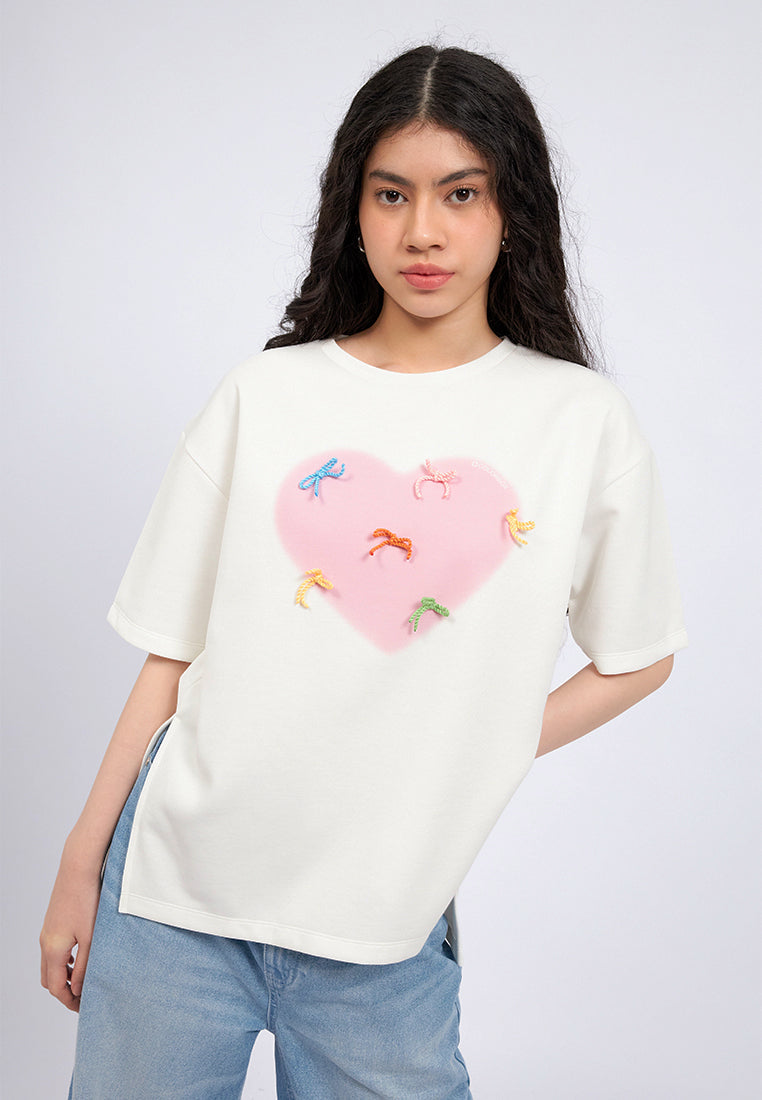 Oversized T-Shirt with Ribbon Tie Details