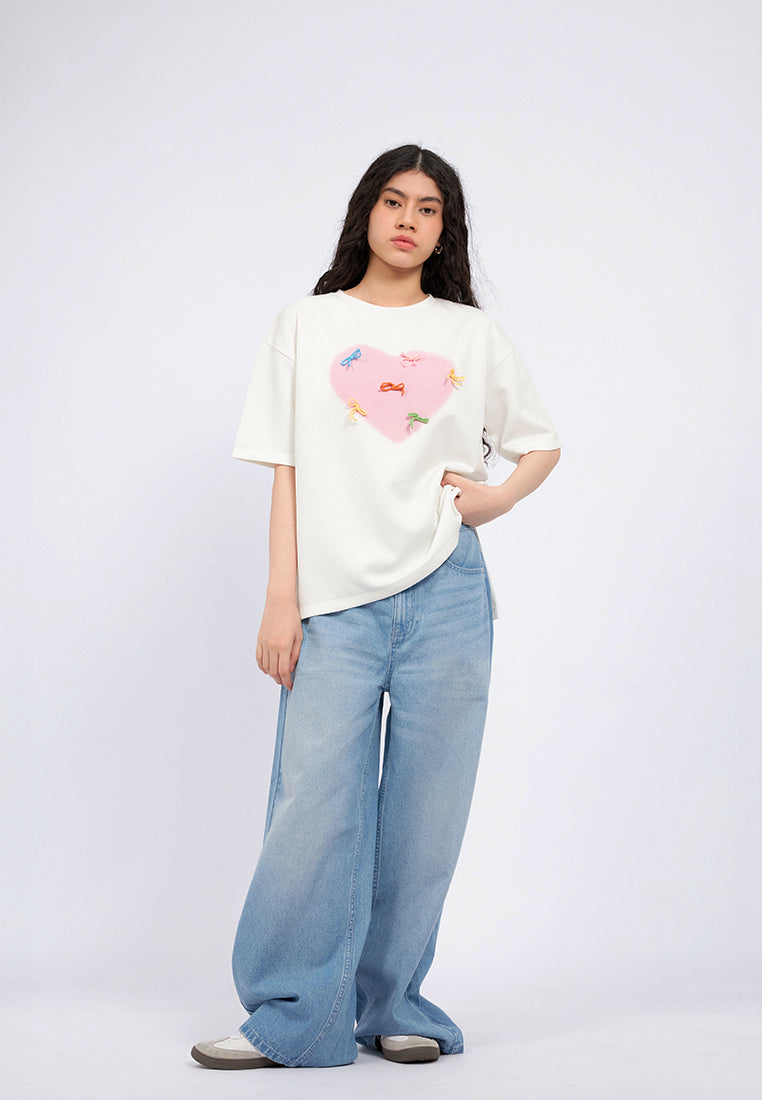Oversized T-Shirt with Ribbon Tie Details