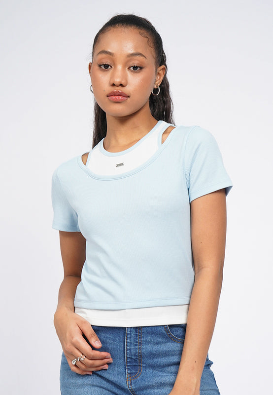 Short Sleeve Double Layer Top