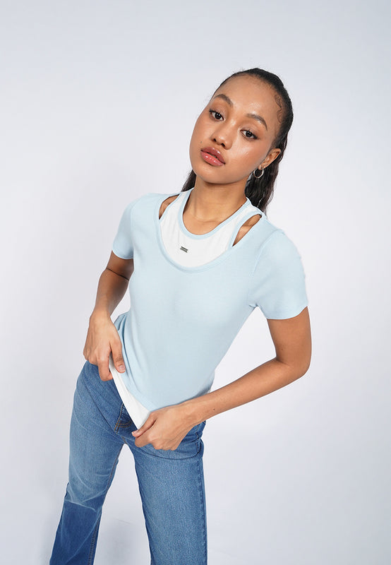 Short Sleeve Double Layer Top