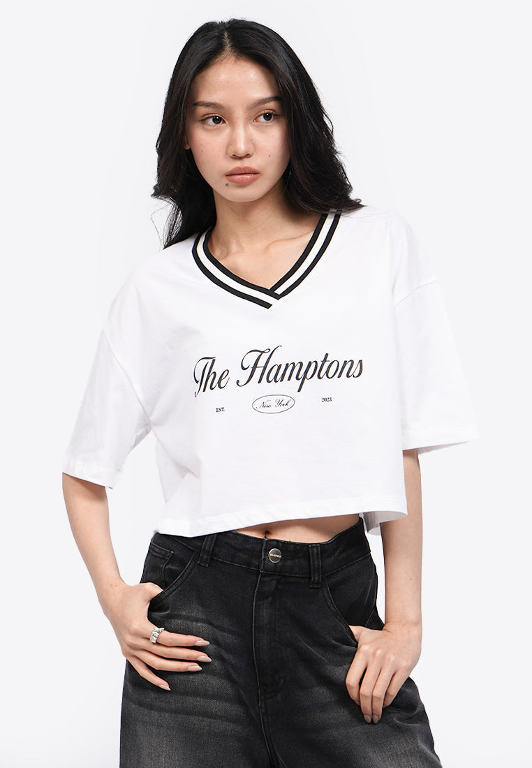 Stripes V-Neck Crop Top