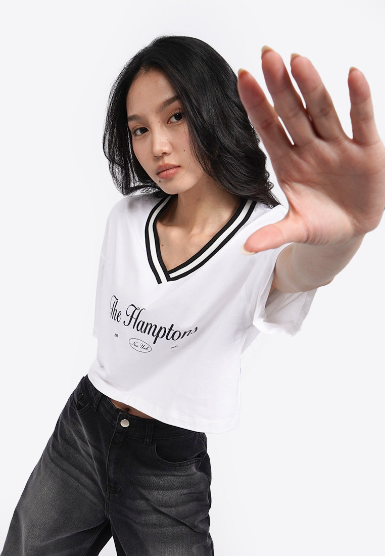 Stripes V-Neck Crop Top