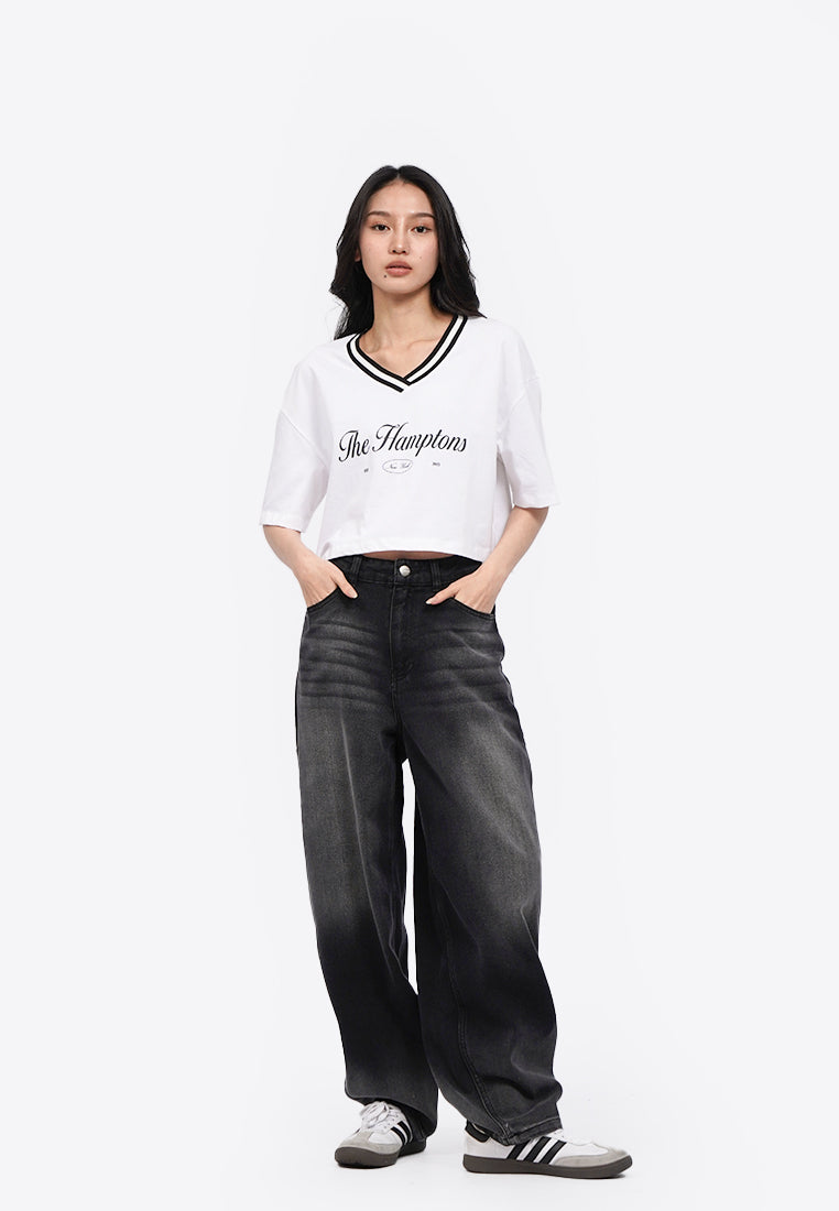 Stripes V-Neck Crop Top