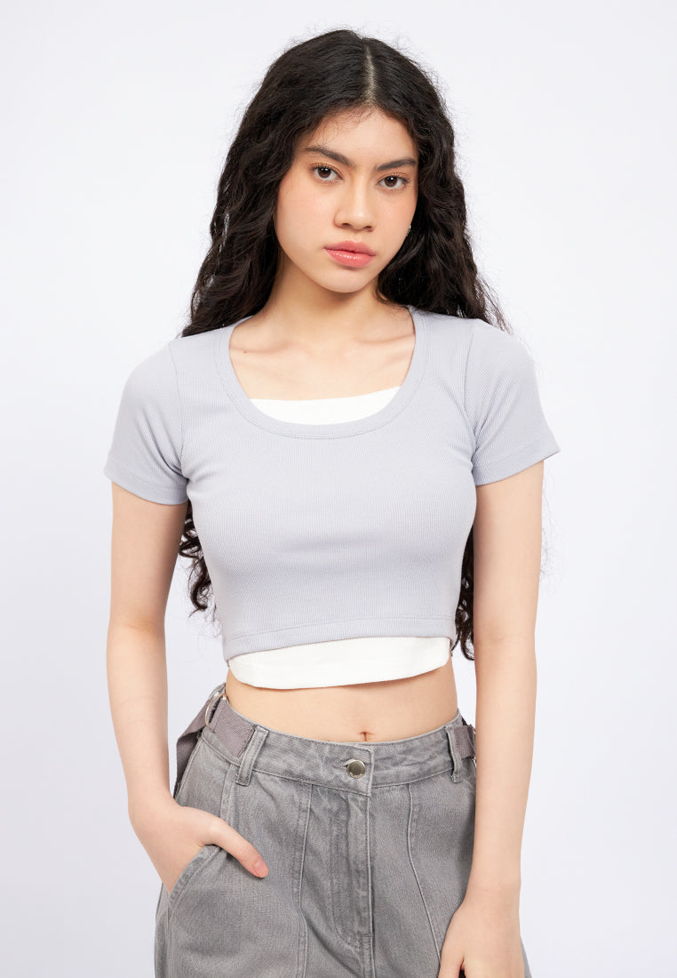 Crew Neck Double Layer T-Shirt