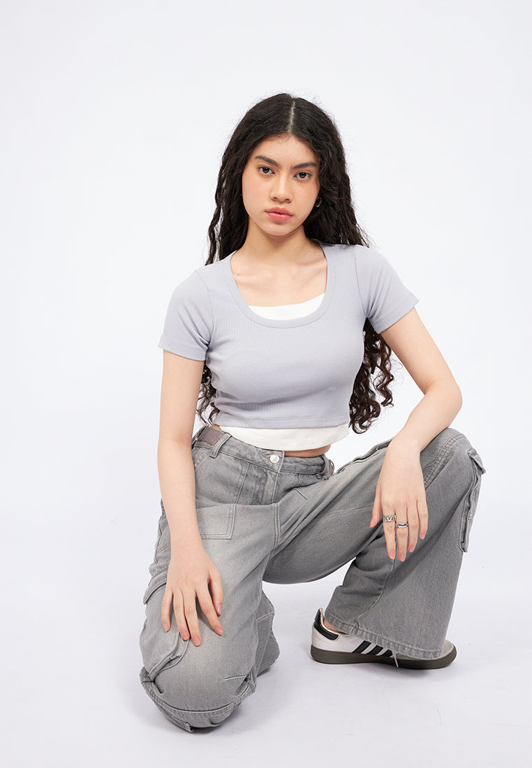 Crew Neck Double Layer T-Shirt