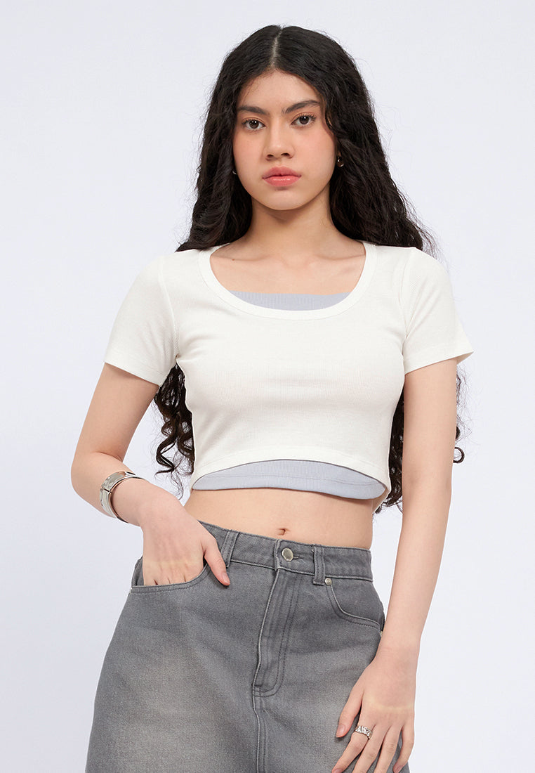 Crew Neck Double Layer T-Shirt