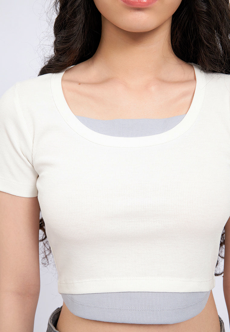Crew Neck Double Layer T-Shirt