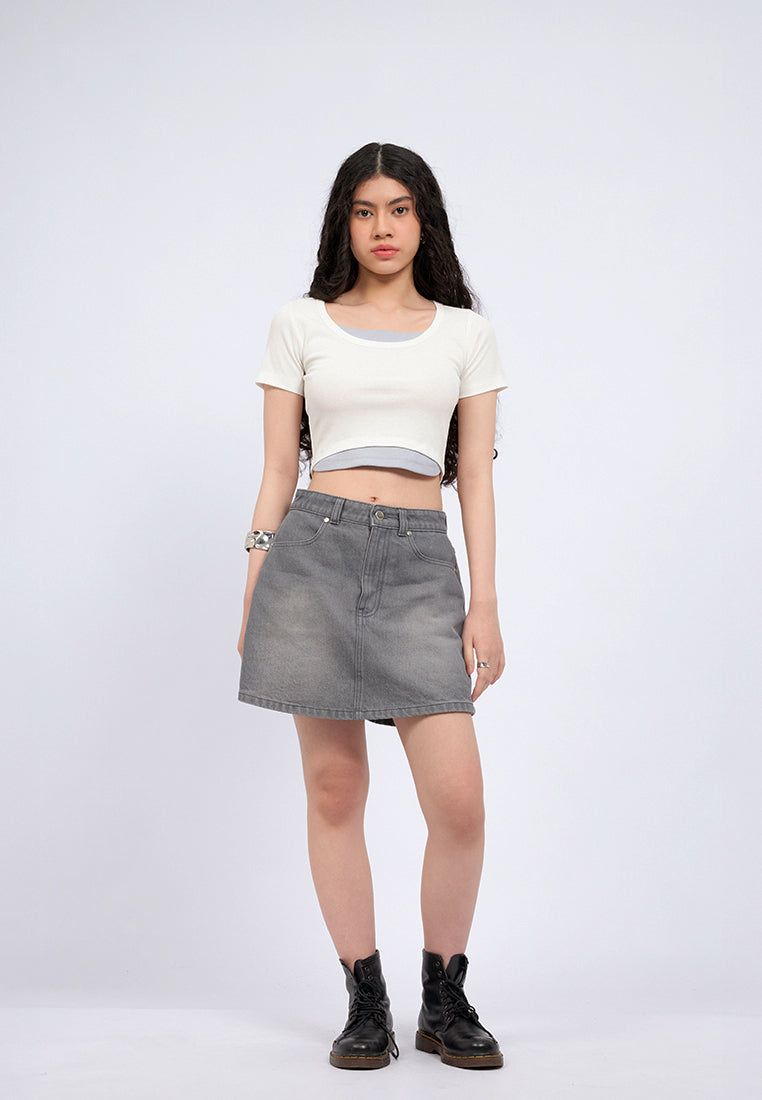 Crew Neck Double Layer T-Shirt