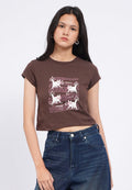 Cap Sleeve Fitted Graphic T-Shirt