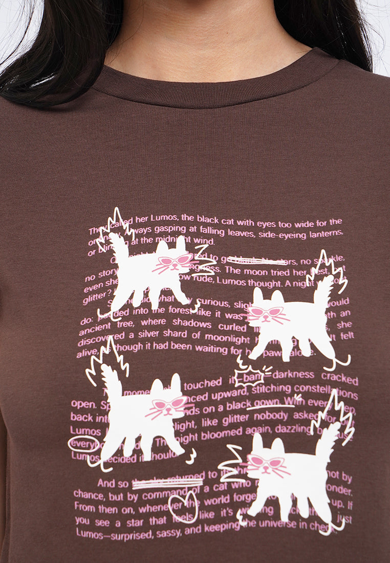 Cap Sleeve Fitted Graphic T-Shirt