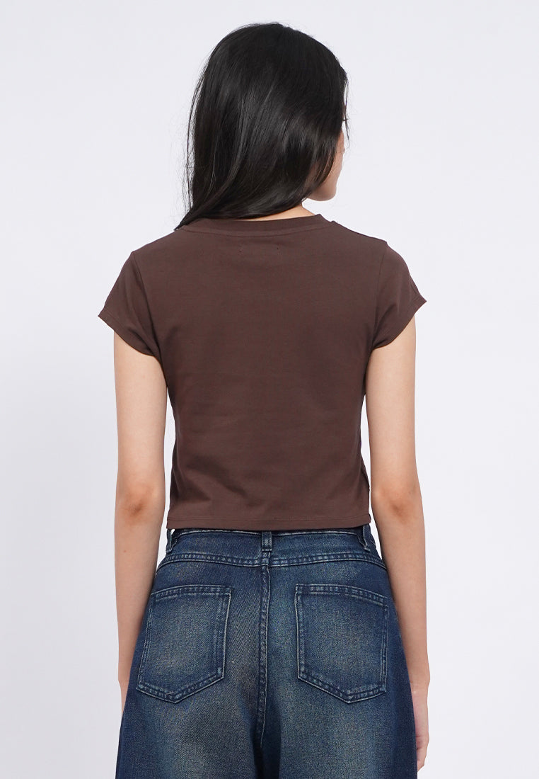 Cap Sleeve Fitted Graphic T-Shirt