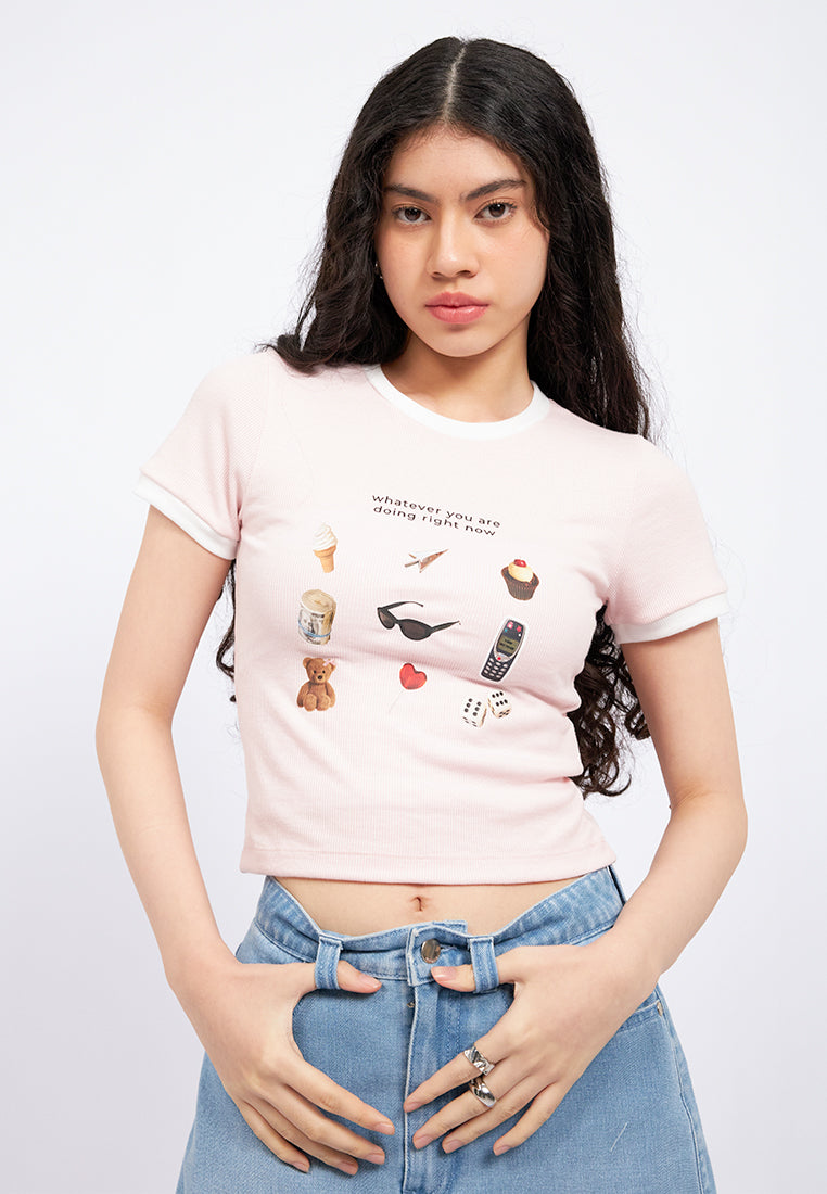 Contrast Hem Graphic T-Shirt