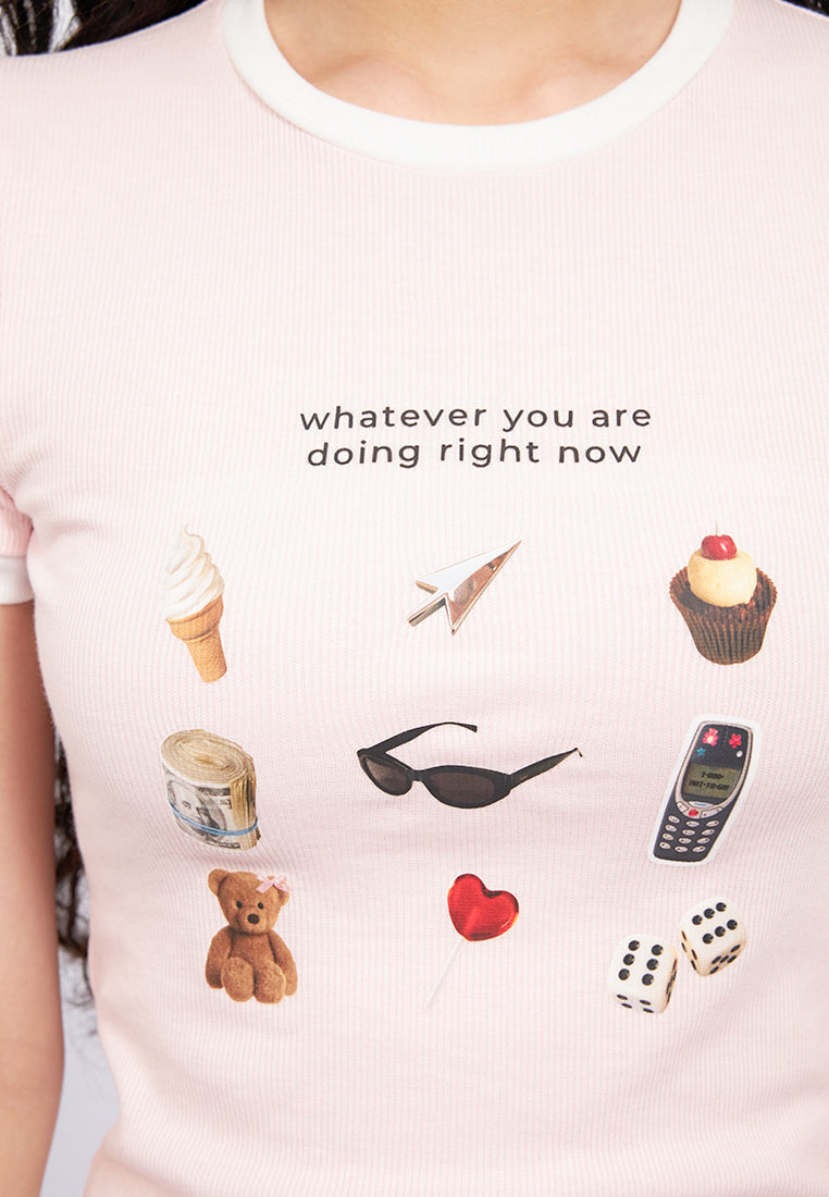 Contrast Hem Graphic T-Shirt