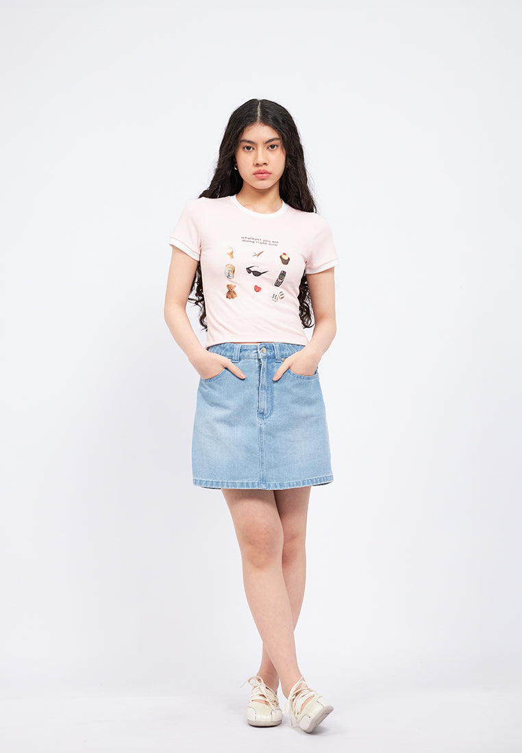 Contrast Hem Graphic T-Shirt