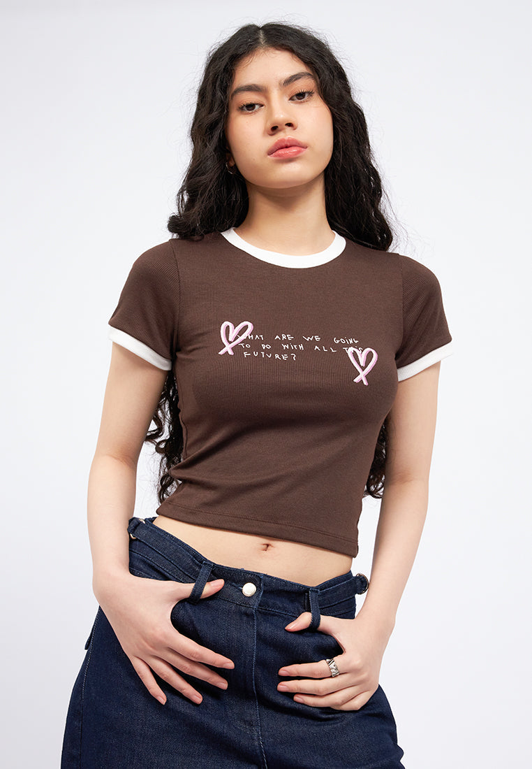 Contrast Hem Graphic T-Shirt