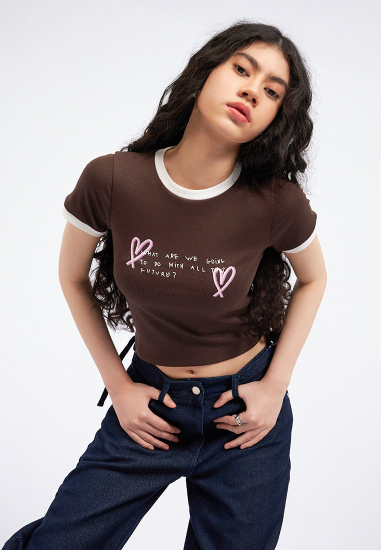 Contrast Hem Graphic T-Shirt
