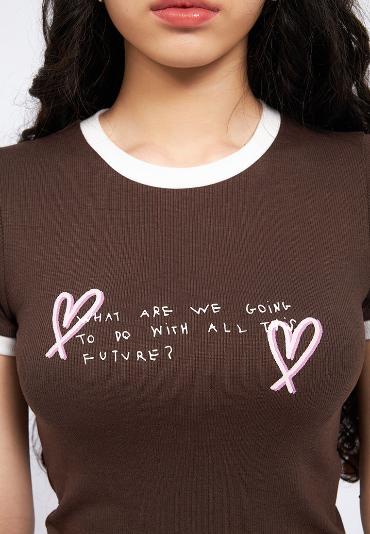 Contrast Hem Graphic T-Shirt