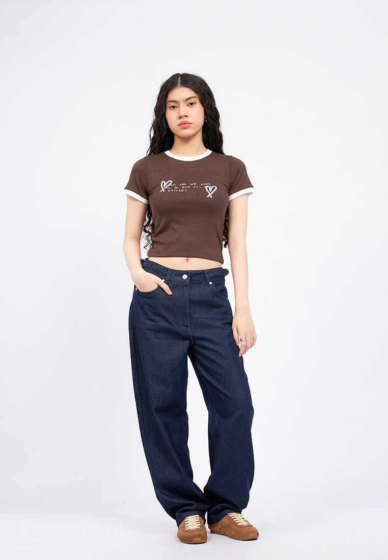 Contrast Hem Graphic T-Shirt