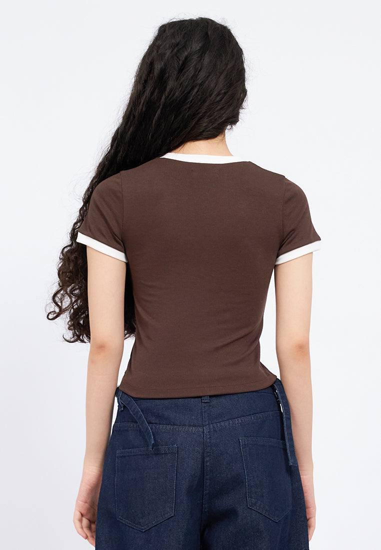 Contrast Hem Graphic T-Shirt