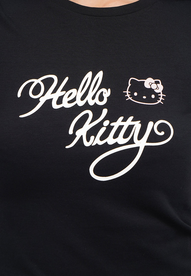 Hello Kitty Fitted Striped T-Shirt Black