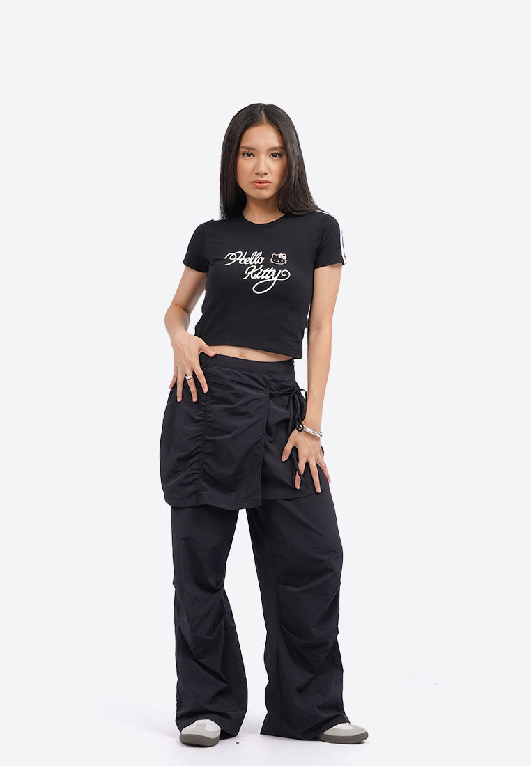 Hello Kitty Fitted Striped T-Shirt Black
