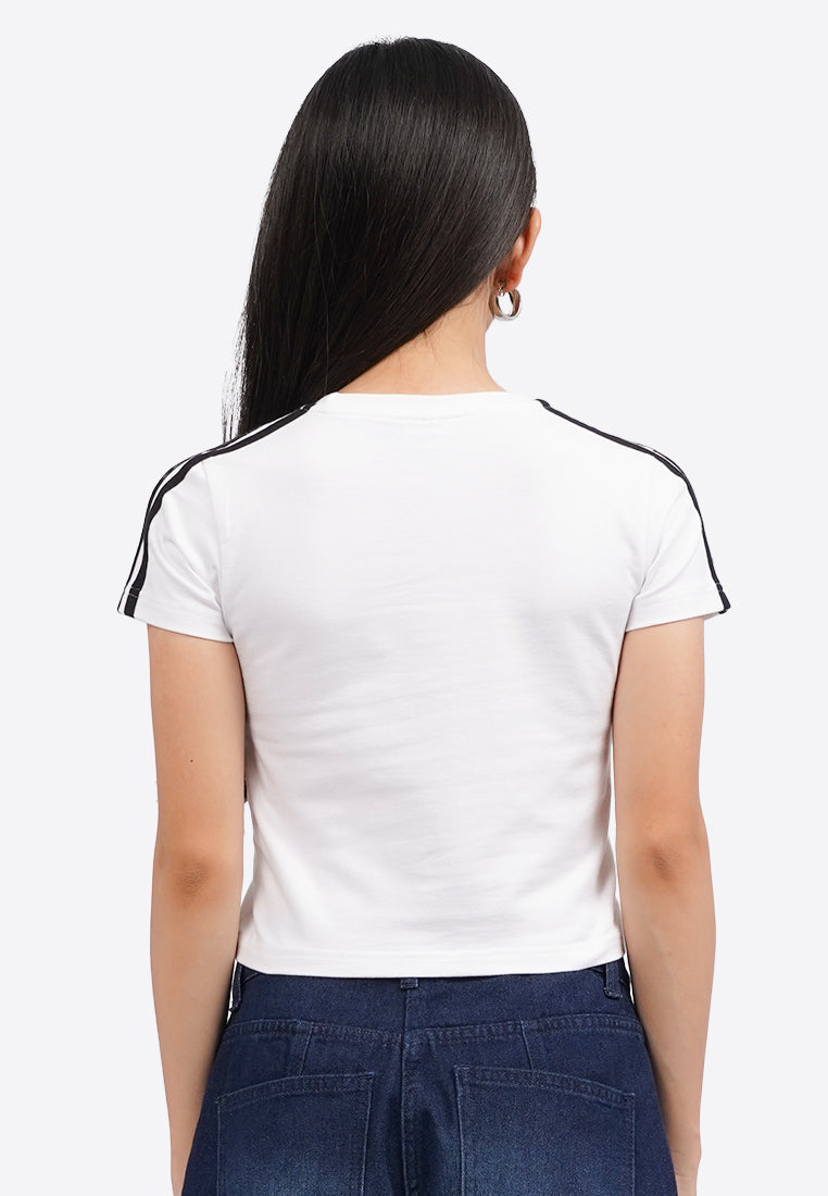 Hello Kitty Fitted Striped T-Shirt Off White