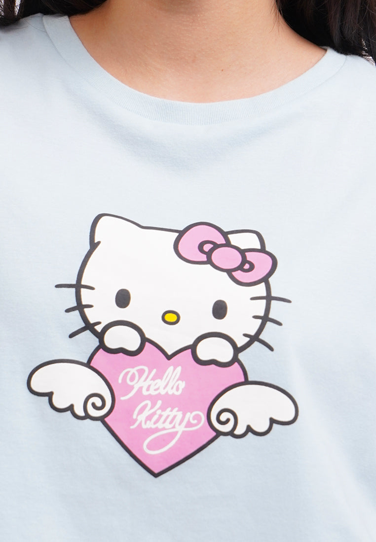 Hello Kitty Short Sleeve Crop T-Shirt L.Blue