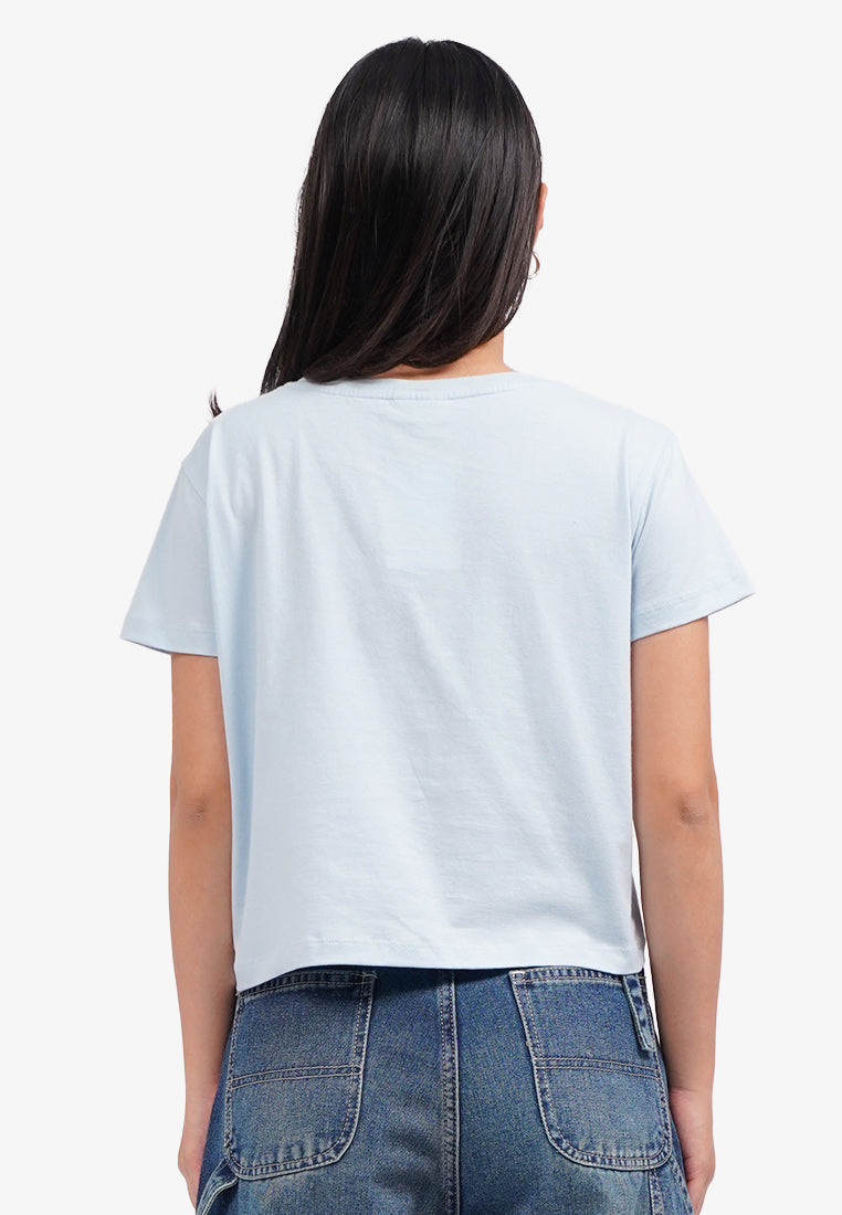 Hello Kitty Short Sleeve Crop T-Shirt L.Blue