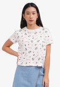 Hello Kitty Short Sleeve Crop T-Shirt Off White