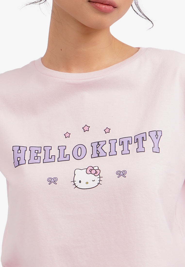 Hello Kitty Short Sleeve Crop T-Shirt Pink
