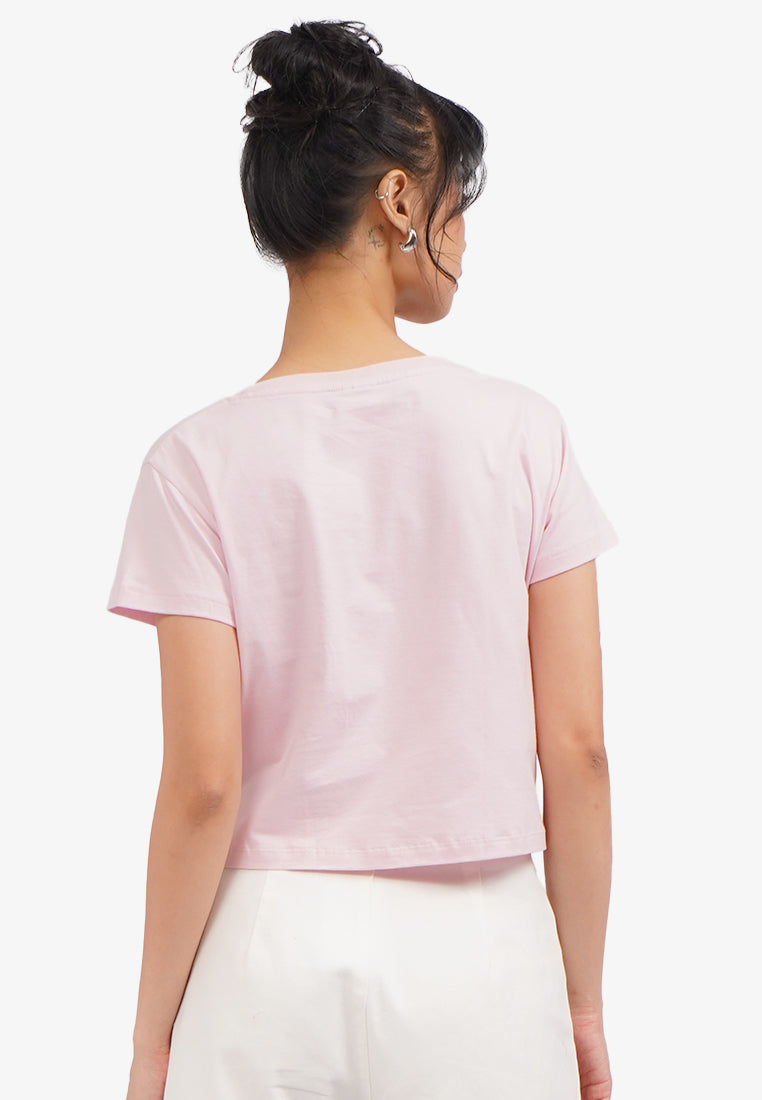 Hello Kitty Short Sleeve Crop T-Shirt Pink