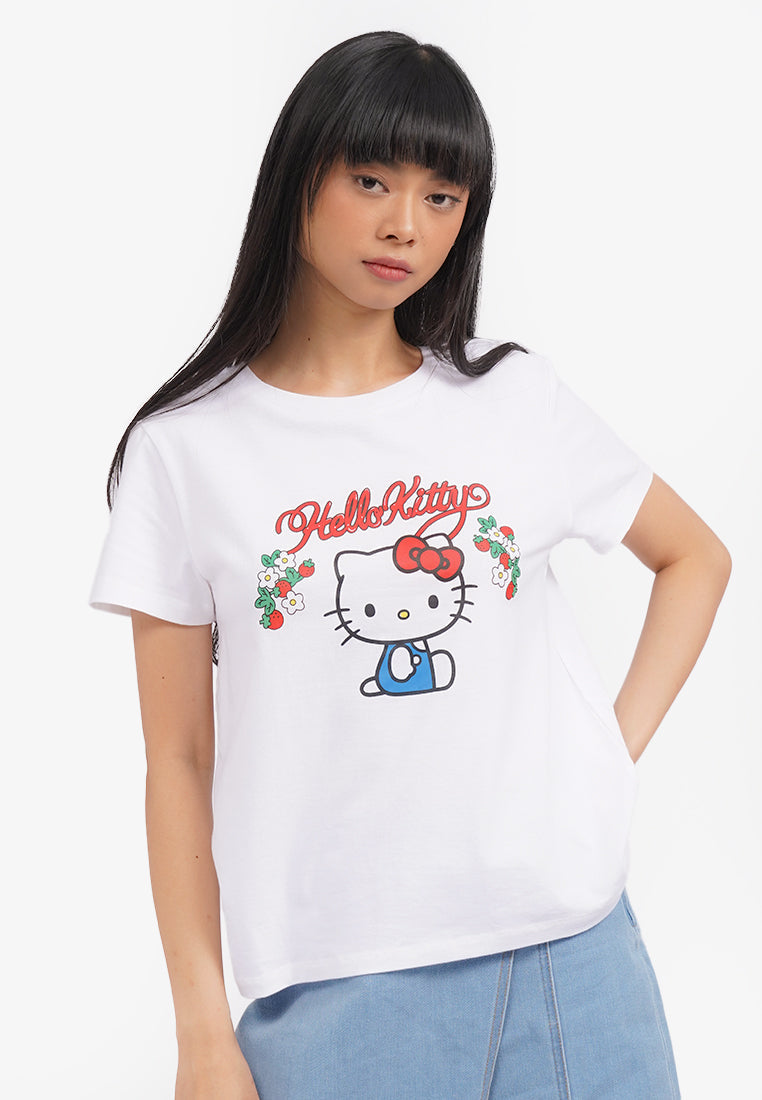 Hello Kitty Short Sleeve Graphic T-Shirt Off White