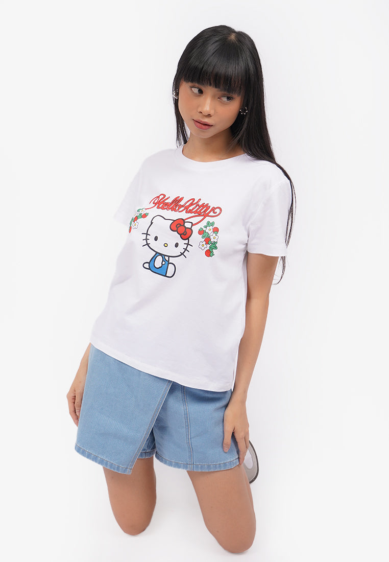 Hello Kitty Short Sleeve Graphic T-Shirt Off White