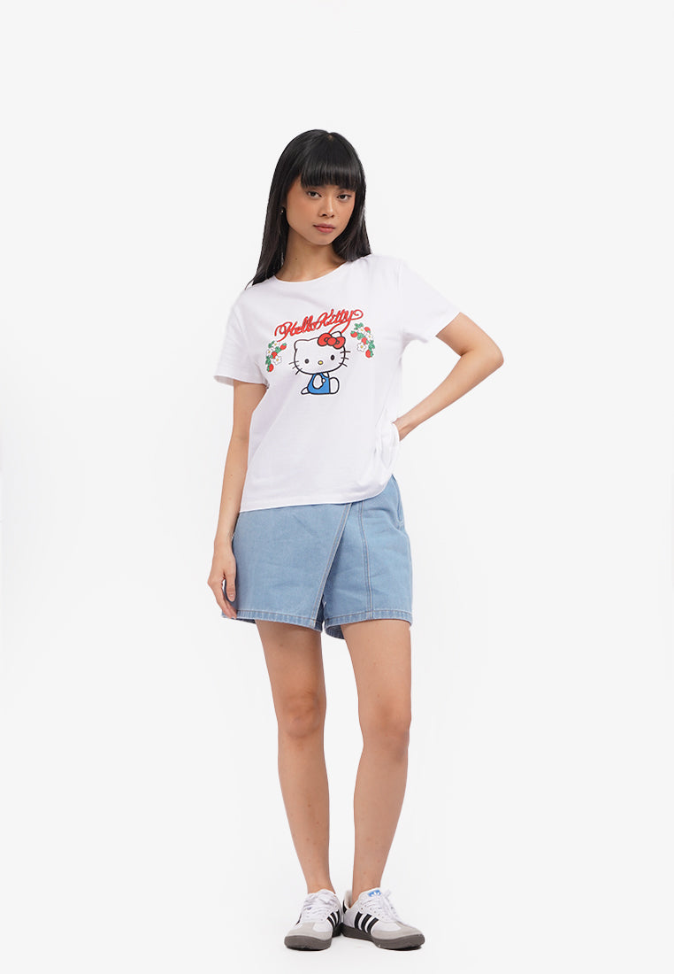 Hello Kitty Short Sleeve Graphic T-Shirt Off White