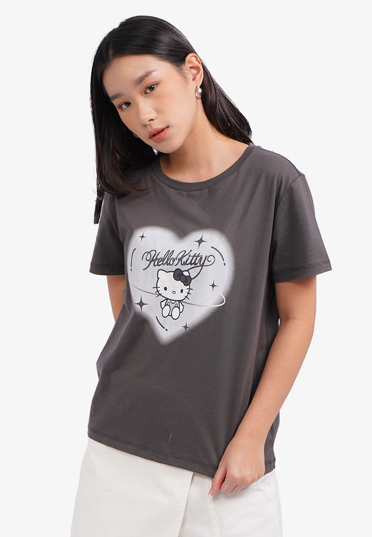 Hello Kitty Short Sleeve Graphic T-Shirt Dark Grey